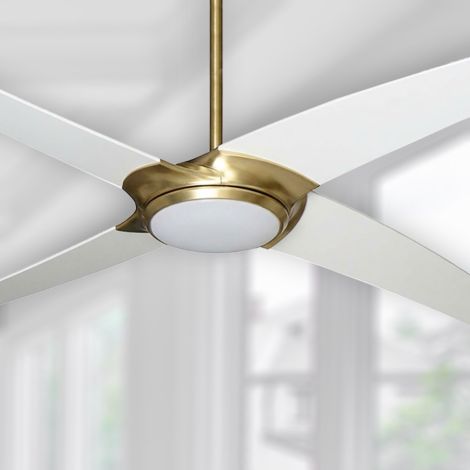 56" TroposAir Starfire DC Ceiling Fan - Brushed Gold with White Blades