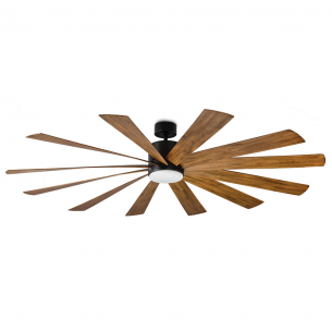 80" Modern Forms Windflower Windmill Ceiling Fan - Matte Black w/ Distressed Koa