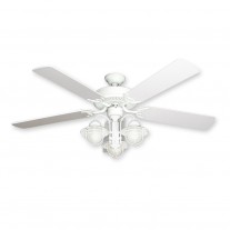 52" Beachfront Nautical Ceiling Fan - Pure White Fan with Light Combo - Matched Blades