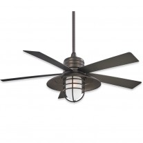 54" RainMan Ceiling Fan by Minka Aire - F582L-SI Smoked Iron Finish with Light Kit