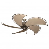 52" Raindance Nautical Ceiling Fan Ant. Bronze, Sail Blades 4 Finishes