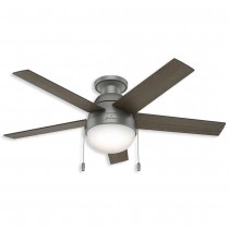 46" Hunter Anslee Collection Low Profile Indoor Ceiling Fan With LED Module - 59270 - Matte Silver