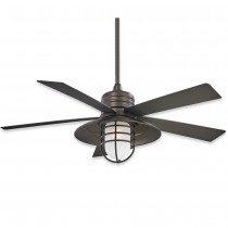 54" RainMan Ceiling Fan by Minka Aire - Smoked Iron Finish with Smoked Iron Blades and LED light kit