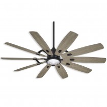 65" Minka Aire Barn LED Ceiling Fan - Windmill 10 Blade Styling - coal finish with seashore grey blades and LED light kit