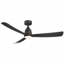 52" Fanimation Kute Damp Outdoor Ceiling Fan - Black finish with Black blades shown with LED light kit