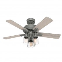 44" Hunter Hartland Ceiling Fan With LED Module - 50649 - Matte Silver