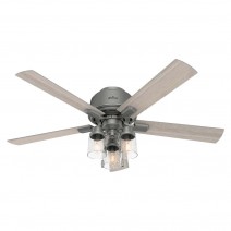 52" Hunter Hartland Low Profile Ceiling Fan With LED Module - 50656 - Matte Silver
