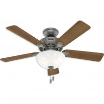 44" Hunter Swanson Bowl indoor Ceiling Fan With LED Module - 50904 - Matte Silver