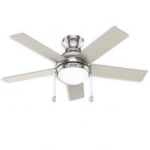 44" Hunter Aren Low Profile Ceiling Fan With LED Module - 51449 - Brushed Nickel
