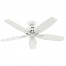 52" Hunter Newsome Collection Outdoor Ceiling Fan 53322 - White, ETL Damp