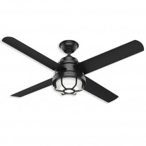 54" Hunter Searow Outdoor Ceiling Fan With LED Module - 55086 - Matte Black (Weather Max), ETL WET