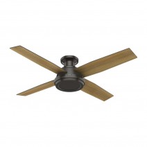  52" Hunter Dempsey Collection Ceiling Fan 59449 - Low Profile No-Light Noble Bronze