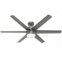 60" Hunter Solaria Outdoor Ceiling Fan With LED Module - 59625 - Matte Silver