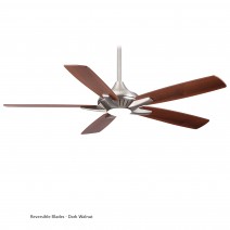 52" Minka Aire Dyno Ceiling Fan - Brushed Nickel Finish with Reversible Medium Maple/Dark Walnut Blades and LED light kit