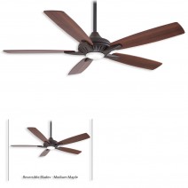 52" Minka Aire Dyno Ceiling Fan - Oil Rubbed Bronze Finish with Reversible Medium Maple and Dark Walnut Blades and LED light kit