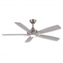 52" Minka Aire Dyno Ceiling Fan - brushed nickel finish with reversible silver/aged wood blades and LED light kit