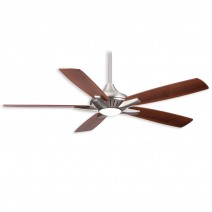60" Minka Aire Dyno XL Ceiling Fan - Brushed Nickel Finish with Reversible Medium Maple and Dark Walnut Finish Blades and LED light lit