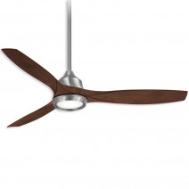60" Minka Aire Skyhawk Dry Indoor LED Ceiling Fan - brushed nickel finish with dark maple blades and LED light kit