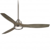 60" Minka Aire Skyhawk Dry Indoor LED Ceiling Fan - burnished nickel finish with driftwood blades and LED light kit