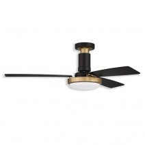 52" Craftmade Manning LED Flush Ceiling Fan - flat black/satin brass finish with LED light kit