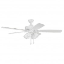 60" Craftmade Super Pro 114 LED Indoor Ceiling Fan, model - white finish with white/washed oak blades and LED light kit