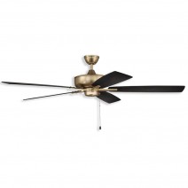 60" Craftmade Super Pro 60 Indoor Ceiling Fan, model - satin brass finish with black walnut/flat black blades