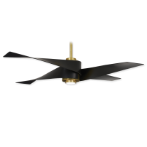 64" Minka Aire Artemis IV F903L-SBR/MBK Ceiling Fan - Soft Brass w/ Matte Black - LED Light