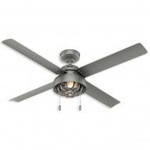 52" Hunter Spring Mill Outdoor Ceiling Fan With LED Module - 50339 - Matte Silver
