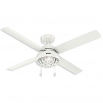  52" Hunter Spring Mill Outdoor Ceiling Fan With LED Module - 51732 - Fresh White