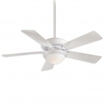 52" Supra Dry Indoor Ceiling Fan by Minka Aire Fans - White Finish with White Blades and LED light kit