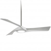 60" Minka Aire Curl - LED Damp Outdoor Ceiling Fan - Brushed Nickel Finish with Silver Blades and LED light kit
