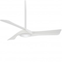 60" Minka Aire Curl - LED Damp Outdoor Ceiling Fan - Flat White Finish with Flat White Blades and LED light kit