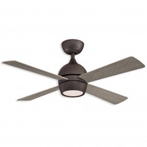 44" Fanimation Kwad Dry Indoor LED Ceiling Fan - Matte Greige finish with Weathered Wood blades with LED light kit