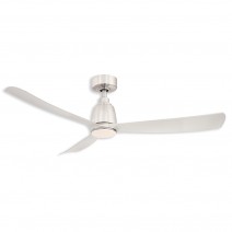 52" Fanimation Kute Damp Outdoor Ceiling Fan - Brushed Nickel finish with Brushed Nickel blades shown with LED light kit