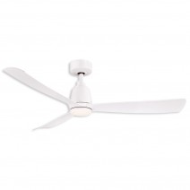 52" Fanimation Kute Damp Outdoor Ceiling Fan - Matte White finish with Matte White blades shown with LED light kit