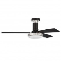 52" Craftmade Manning LED  Flush Ceiling Fan - flat black/brushed polished nickel finish with LED light kit