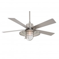 54" RainMan Ceiling Fan by Minka Aire - F582L-BNW Brushed Nickel Wet Finish with Light Kit