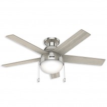 46" Hunter Anslee Collection Low Profile Indoor Ceiling Fan With LED Module - 50278 - Brushed Nickel