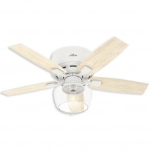 44" Hunter Bennett Indoor Low Profile Ceiling Fan With LED Module - 50421 - Matte White