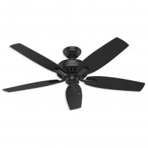 52" Hunter Newsome Collection Outdoor Ceiling Fan 53324 - Black, ETL Damp