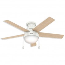 46" Hunter Anslee Collection Low Profile Indoor Ceiling Fan With LED Module - 59269 - Fresh White