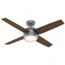 52" Hunter Oceana Outdoor Ceiling Fan With LED Module - 59616 - Matte Silver (Weather Max), ETL WET