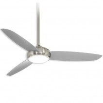 54" Minka Aire Concept-IV Damp - LED Outdoor Ceiling Fan F465L-BNW - Brushed Nickel Wet Finish with LED light kit