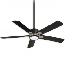 54" Minka Aire Stout LED Indoor Ceiling Fan F619L-CL/BN - Coal and Brushed Nickel Finish with LED light kit