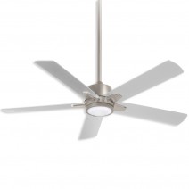 54" Minka Aire Stout LED Indoor Ceiling Fan F619L-BN - Brushed Nickel Finish with silver blades and LED light kit