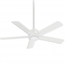 54" Minka Aire Stout LED Indoor Ceiling Fan F619L-WHF - Flat White Finish with LED light kit