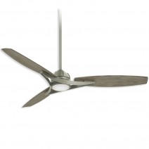 65" Minka Aire Molino LED Outdoor Ceiling Fan - F742L-BNK - Brushed Nickel Finish with Seashore Grey Blades and LED light kit