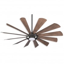 65" Minka Aire Windmolen  LED Windmill Ceiling Fan - 12 Blades - oil rubbed bronze finish with seasoned wood finish blades and LED light kit