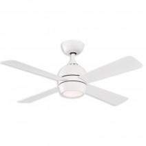 44" Fanimation Kwad Dry Indoor LED Ceiling fan - Matte White finish with Matte White blades and LED light kit