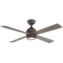 52" Fanimation Kwad Dry Indoor LED Ceiling Fan - Matte Greige finish with Weathered Wood blades and LED light kit
